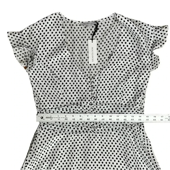 HEARTLOOM Black/White Polka Dot Dress sz S Fit & Flare V-neck Lined Short - Picture 5 of 10